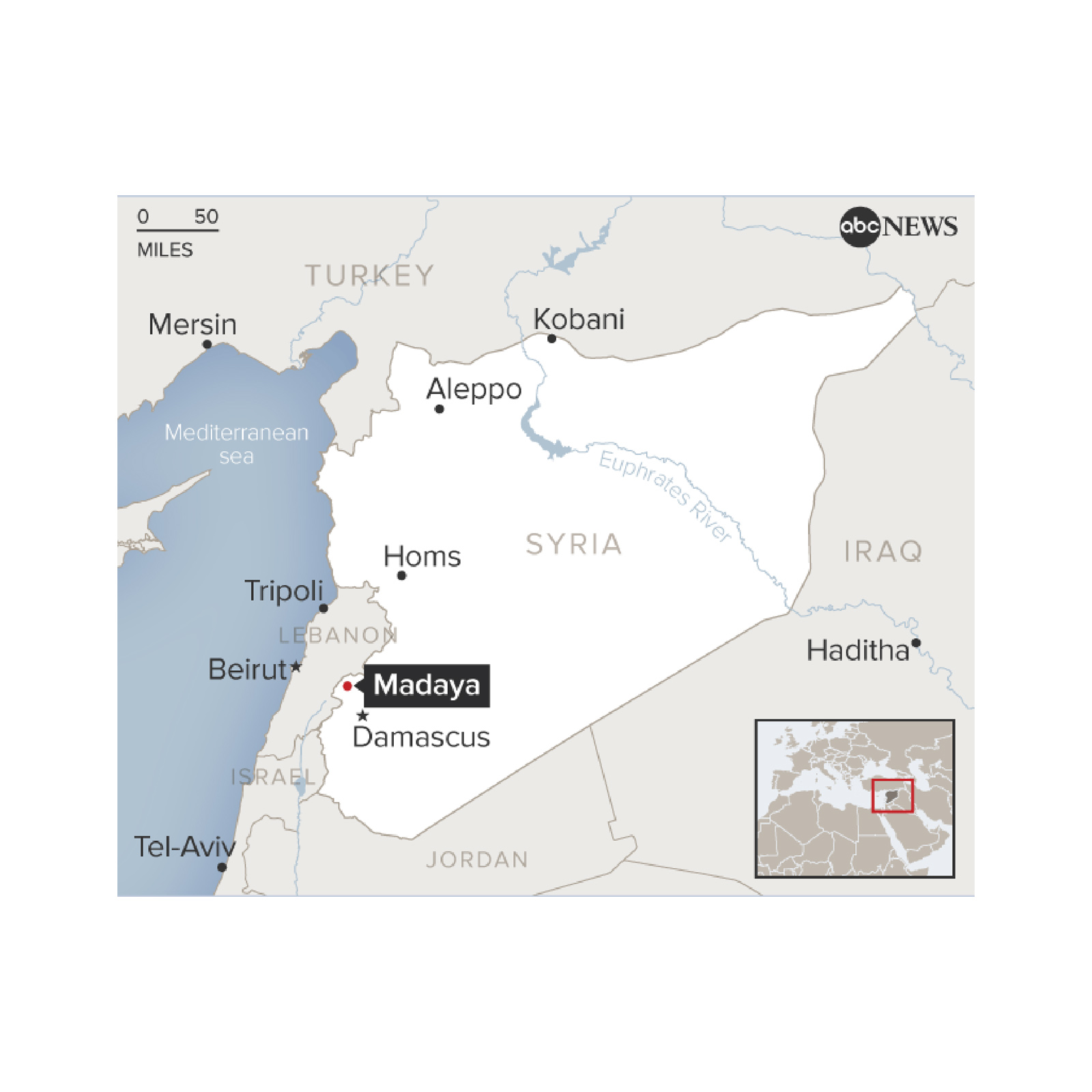 PHOTO: A map shows the location of Madaya in Syria.
