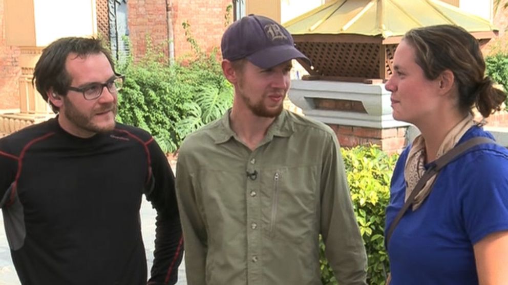 Cory Ascolani of Palos Hills, Ill. and Eric Jean and Della Hofman of Denver, Colo. describe how they survived the earthquake and avalanche in Nepal. 