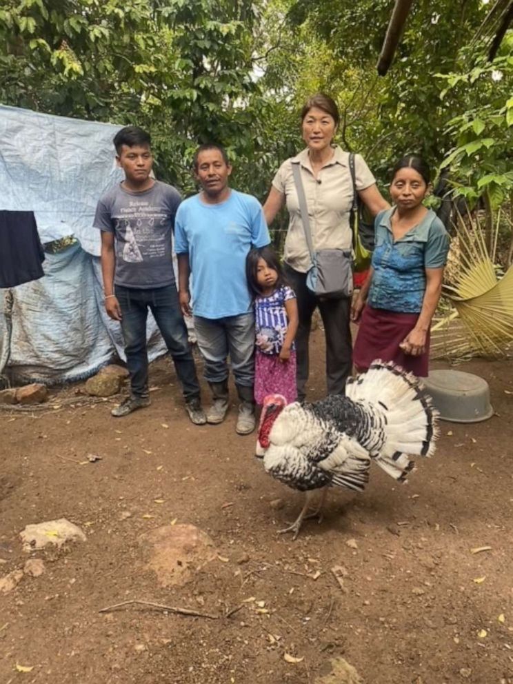 "Nightline" co-anchor Juju Chang is seen here with Santos and his family at their home in Guatemala.