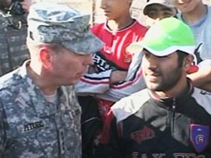 VIDEO: General David Patraeus demonstrates the impact the surge has had on Baghdad.