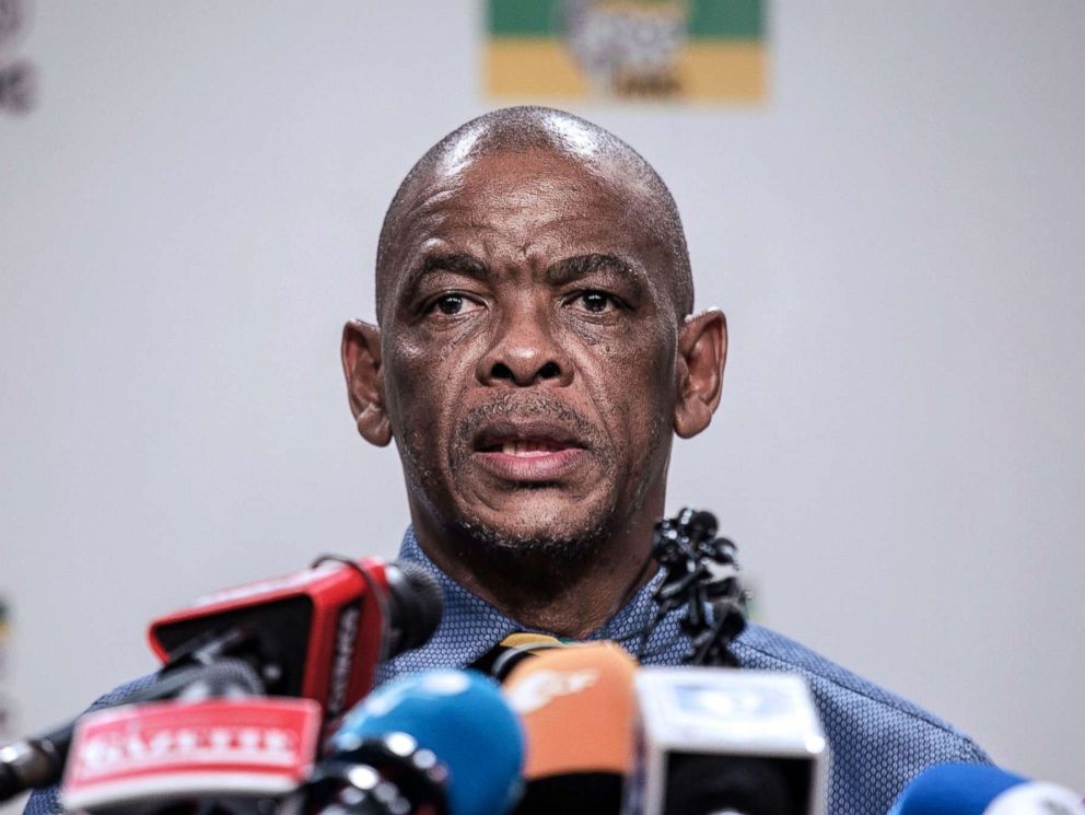 PHOTO: South African ruling Party African National Congress Secretary General Ace Magashule gives a press briefing on Feb. 13, 2018 on the outcome of the ANC National Executive Committee, in Johannesburg at the African National Congress Headquarters.