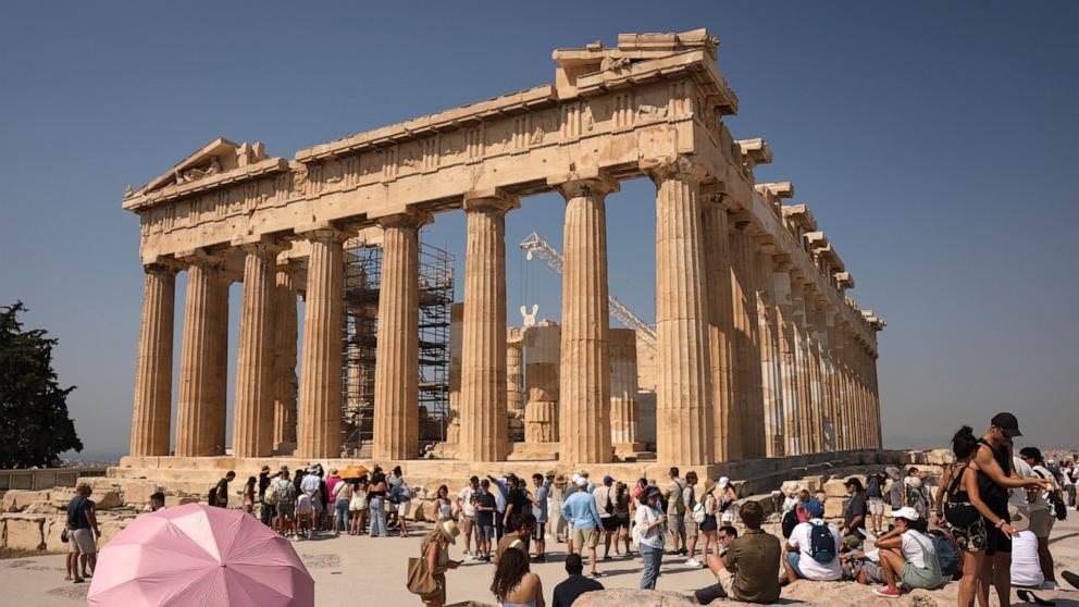 PHOTO: Tourists visit the Acropolis during a heatwave in Athens, Greece, July 21, 2026.