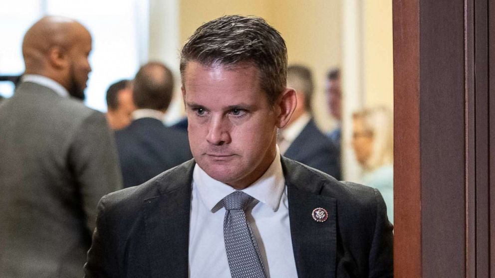 PHOTO: Rep. Adam Kinzinger leaves during a break in a hearing on the January 6th investigation in the Cannon House Office Building in Washington, June 13, 2022.
