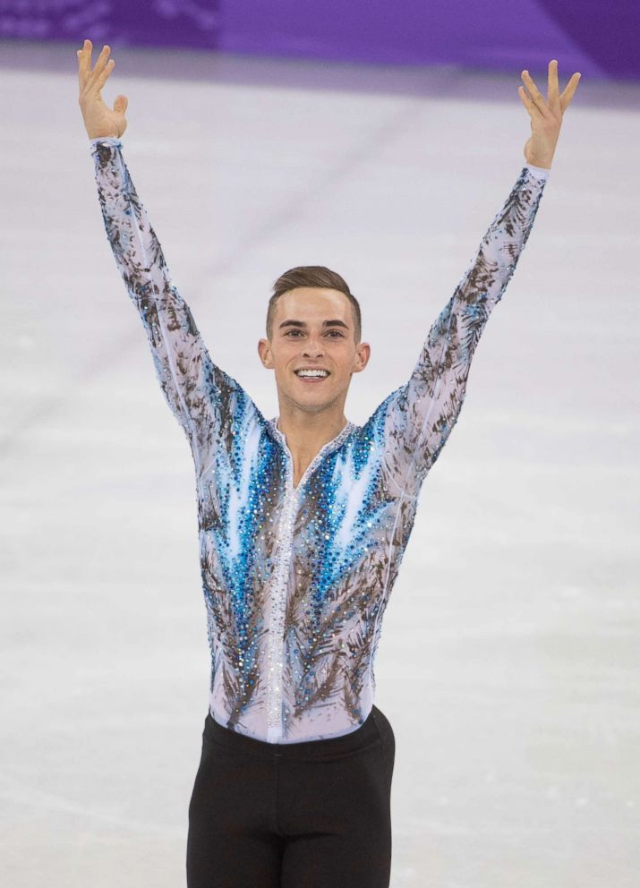 PHOTO: Adam Rippon of the U.S. competes in the Olympic team figure skating competition in Gangneung, South Korea, Feb. 12, 2018, when he helped the U.S. win a bronze medal. 
