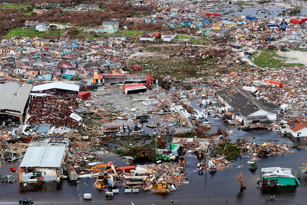 PHOTO: Debris and destruction in the aftermath of Hurricane Dorian on the island Great Abaco in the northern Bahamas, Sept. 3, 2019.