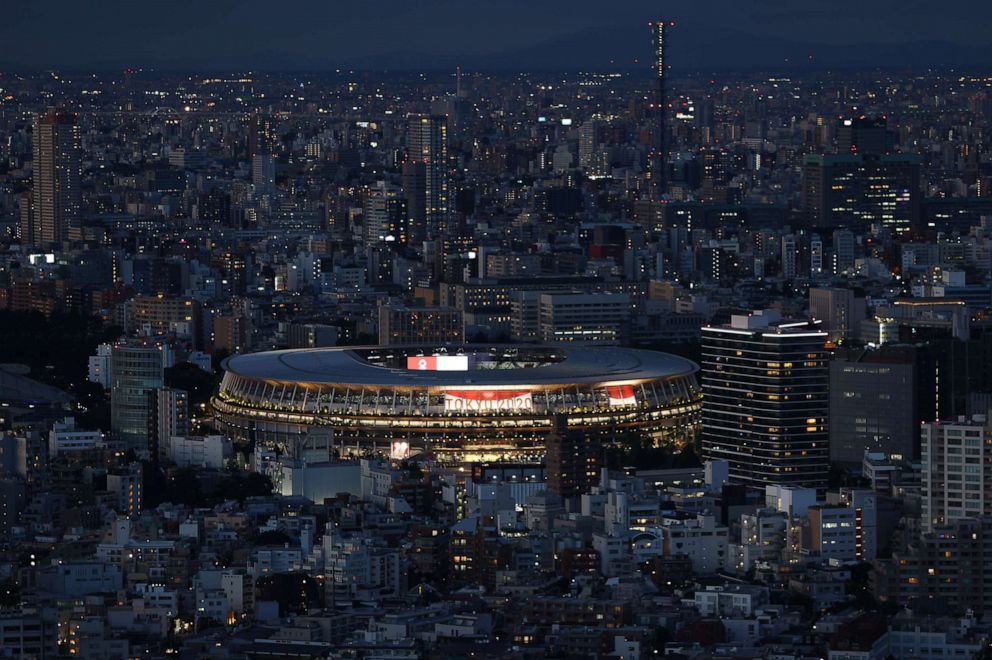 PHOTO: The Tokyo 2020 Olympics stadium is seen in, Tokyo, Japan on July 23, 2021.