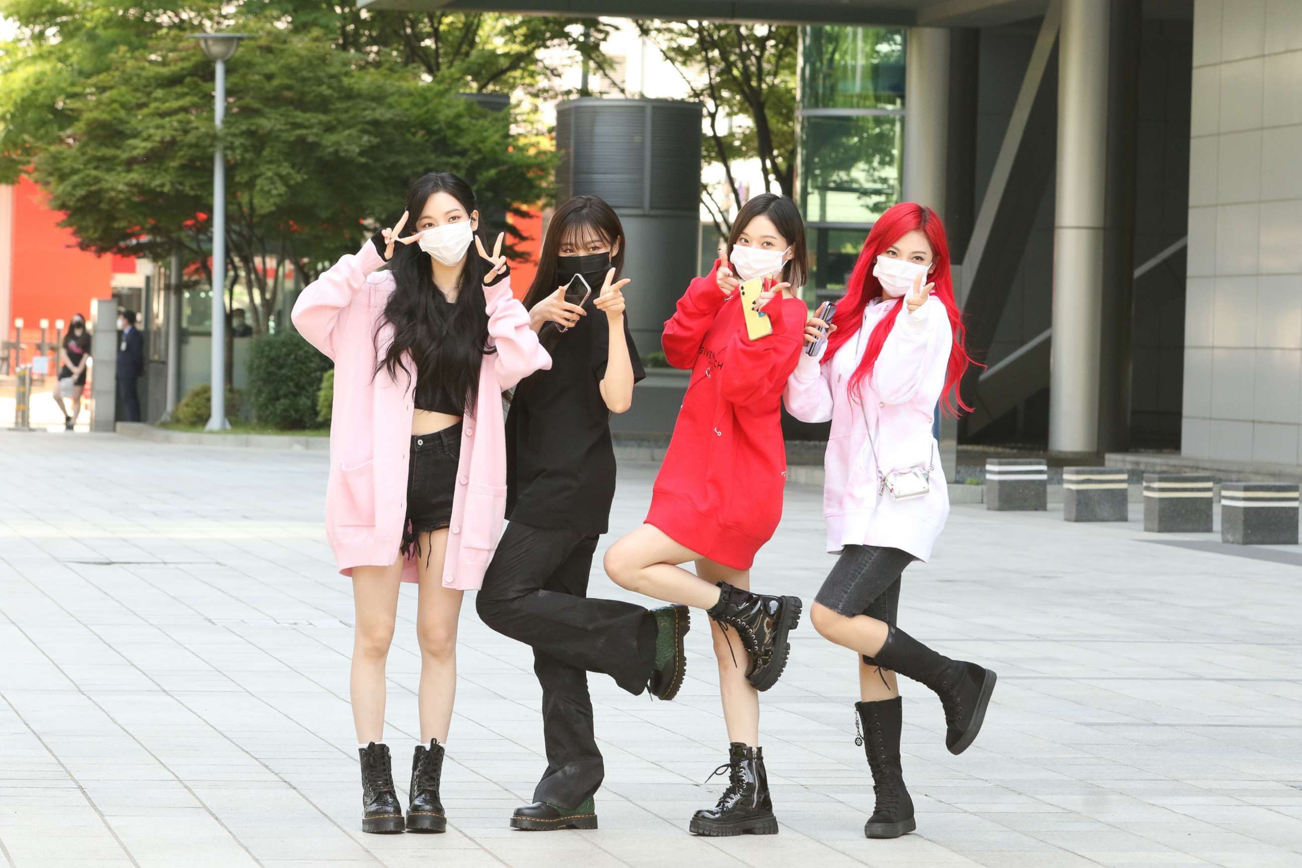 PHOTO: K-POP girl group Aespa appeared on the Seoul Broadcasting System in Seoul on May 19, 2021.