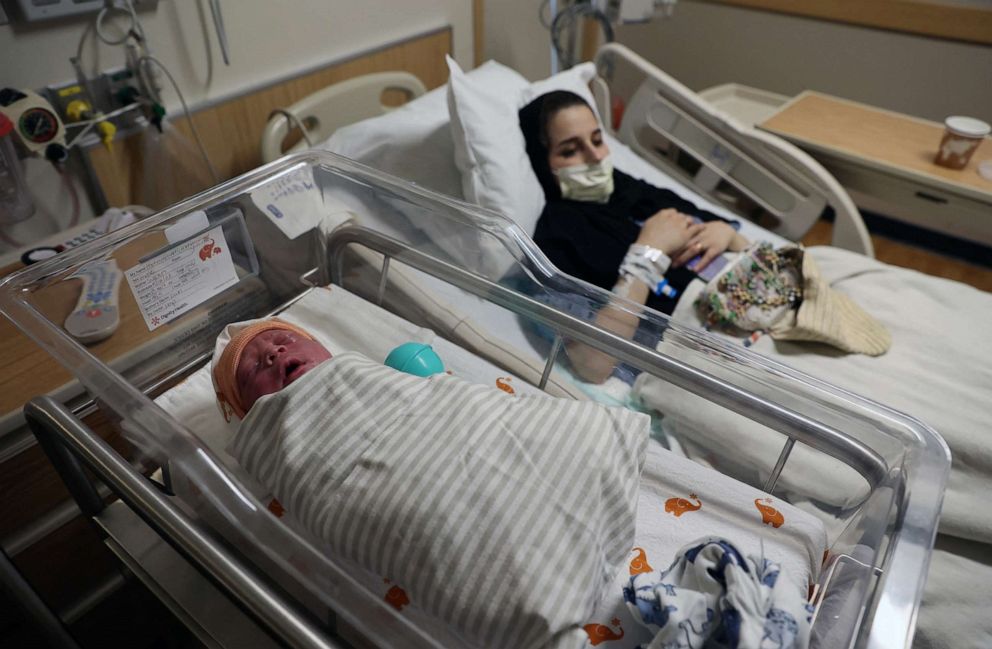 PHOTO: Susan Mohammadi and her newborn son Yusuf Mohammadi rest at Mercy San Juan Medical Center, Carmichael, Calif., May 12, 2022.