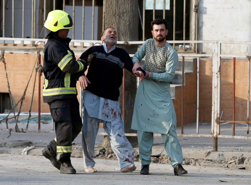 PHOTO: A man reacts after hearing his son was killed during a car bomb attack in Kabul, Afghanistan, Jan. 27, 2018.