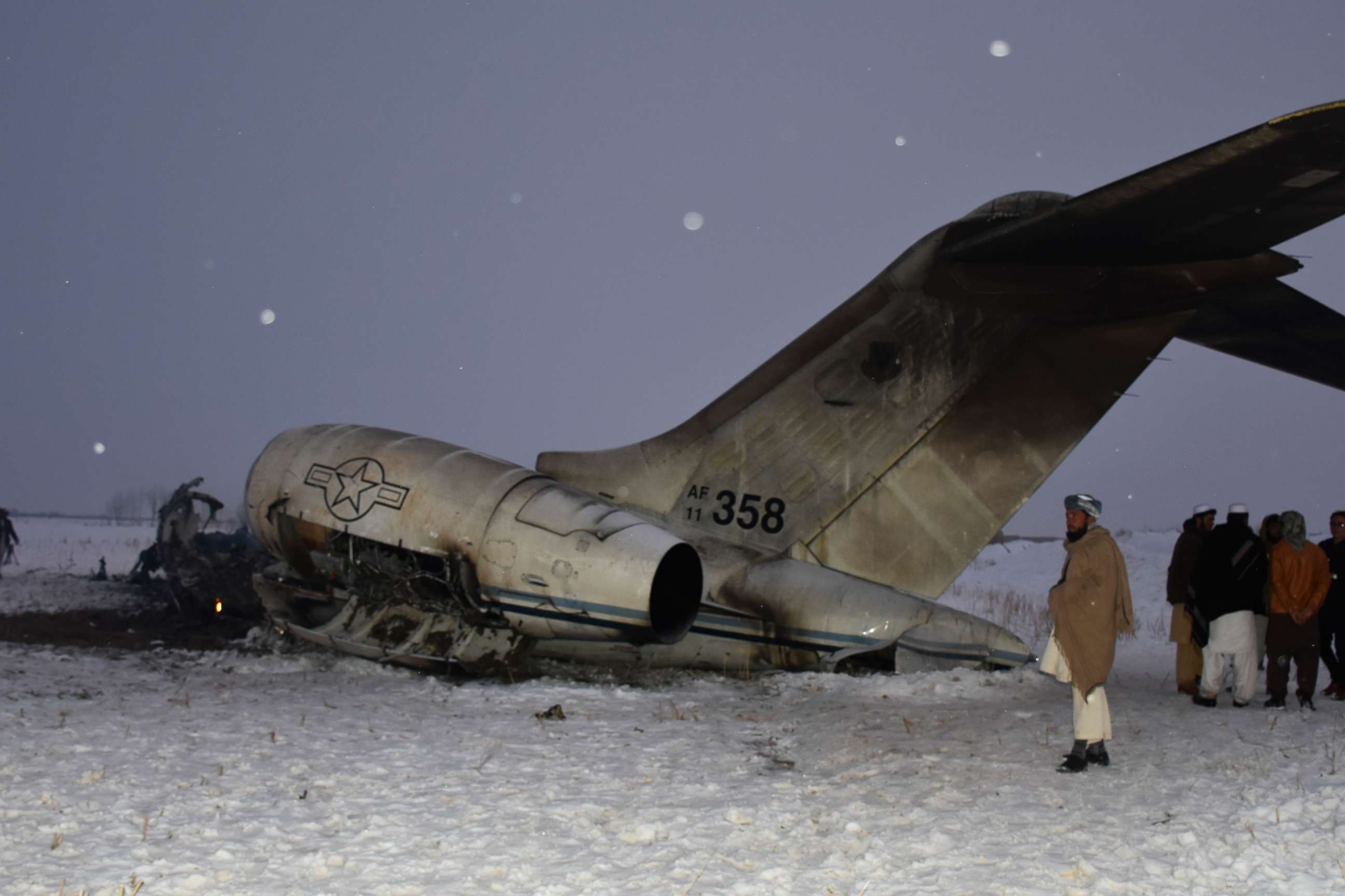 PHOTO: The wreckage of a U.S. military aircraft that crashed in Ghazni province, Afghanistan, is seen on Jan. 27, 2020.