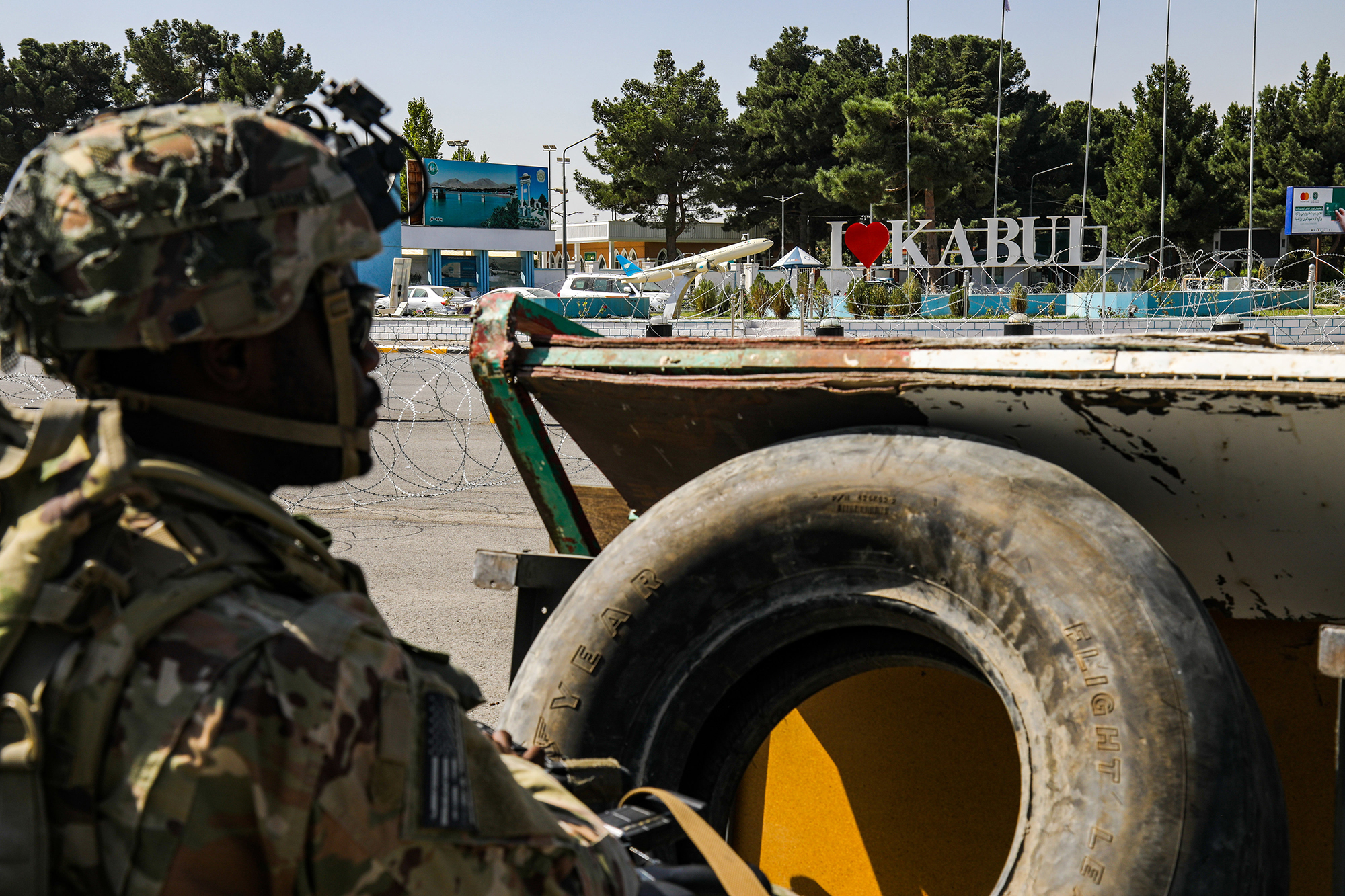 PHOTO: U.S. soldiers with the 82nd Airborne division provide security around the permitter of Hamid Karzai International Airport during Operation Allies Refuge Aug. 25, 2021 in Kabul, Afghanistan.