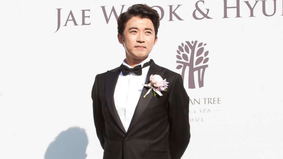 Ahn Jae-Wook poses for photographs before the wedding at Banyan Tree Club & Spa Seoul, June 1, 2015, in Seoul, South Korea.
