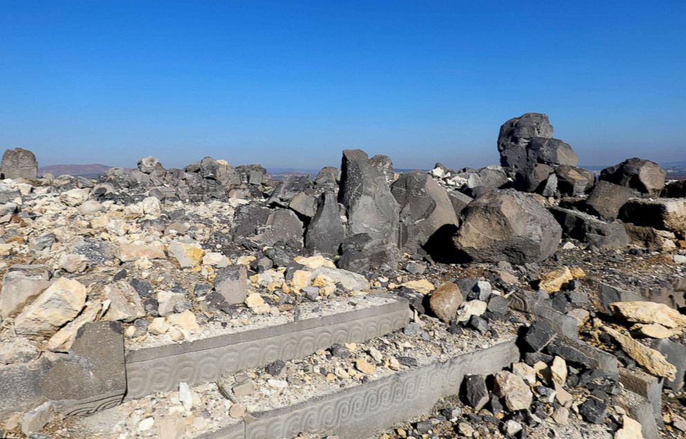 PHOTO: Destruction is seen on Jan. 29, 2018, at the ancient temple of Ain Dara, some four miles from Afrin, after it was damaged in Turkish air strikes according to Syria's antiquities department and the Britain-based Syrian Observatory for Human Rights.