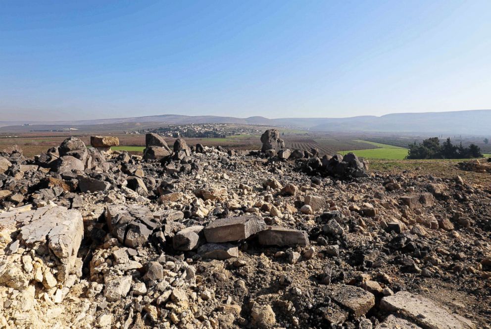 PHOTO: Destruction is seen on Jan. 29, 2018, at the ancient temple of Ain Dara, some four miles from Afrin, after it was damaged in Turkish air strikes according to Syria's antiquities department and the Britain-based Syrian Observatory for Human Rights.