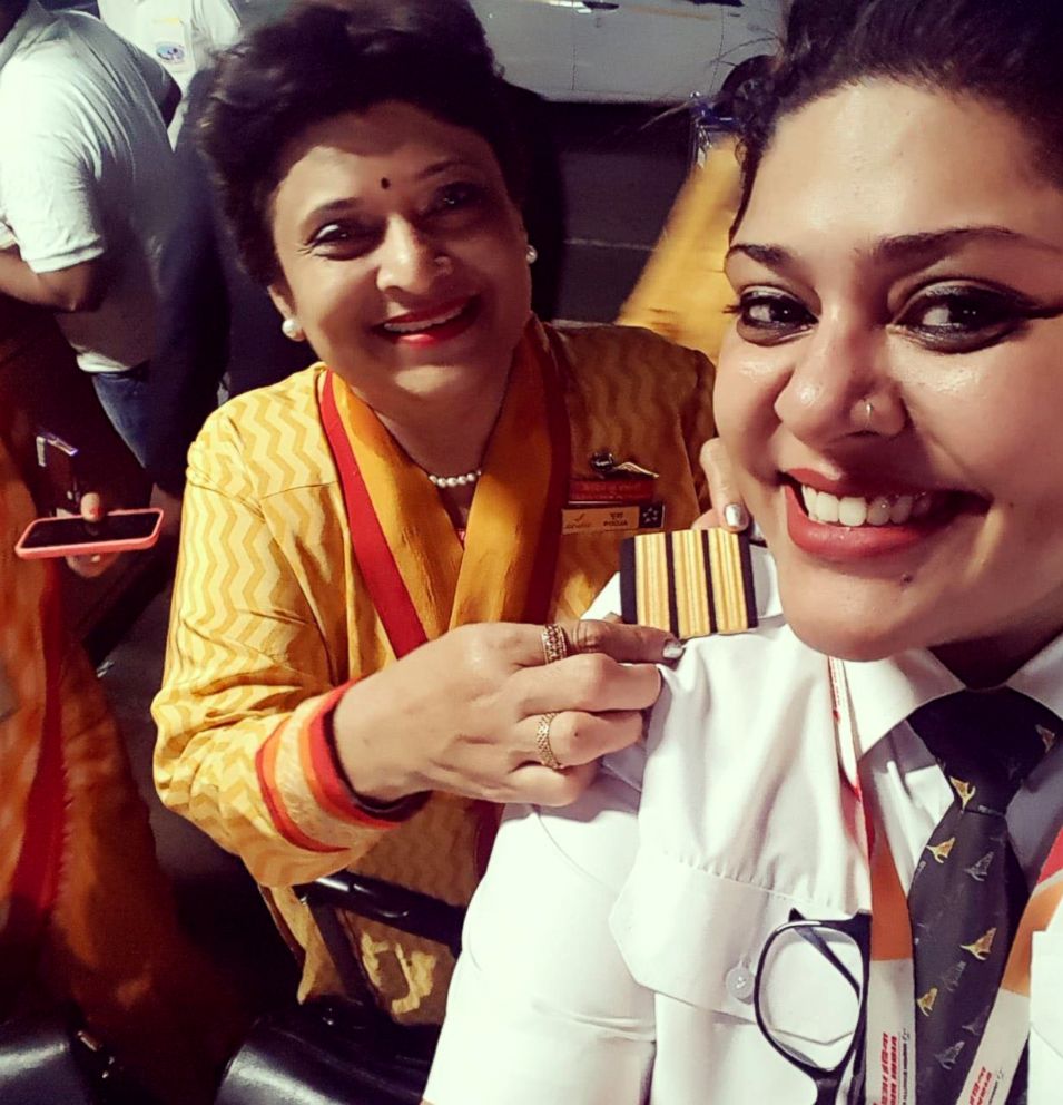 PHOTO: Ashrrita Chinchankar was the first officer on the July 31 flight that was the culmination of her mother Pooja's 38-year career as an airhostess.