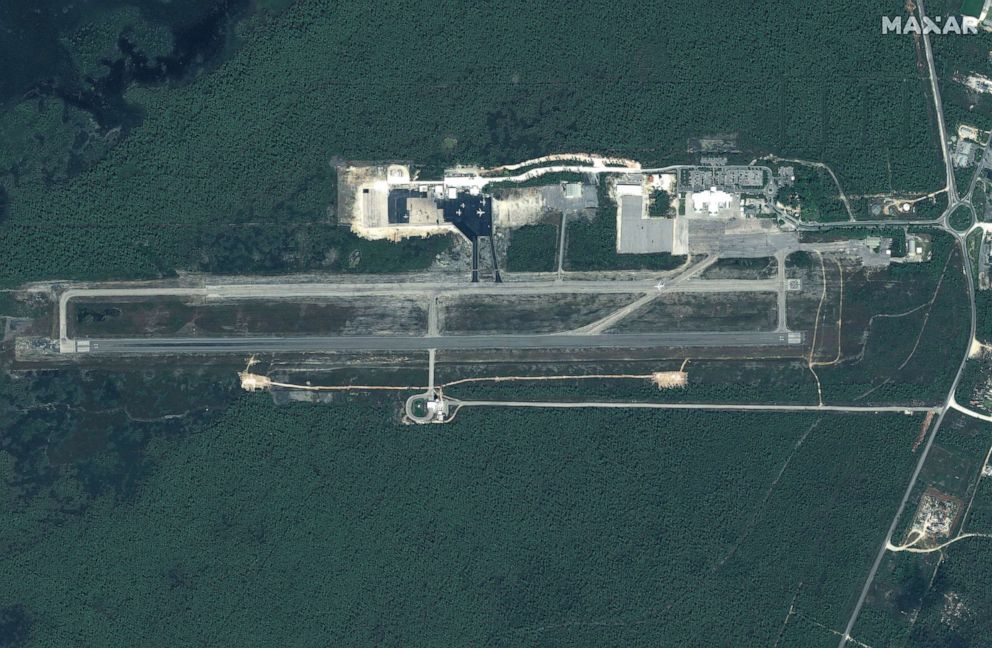 PHOTO: Before:Leonard Thompson International Airport on Great Abaco Island before Hurricane Dorian struck the Bahamas in a satellite image taken Oct. 25, 2018.