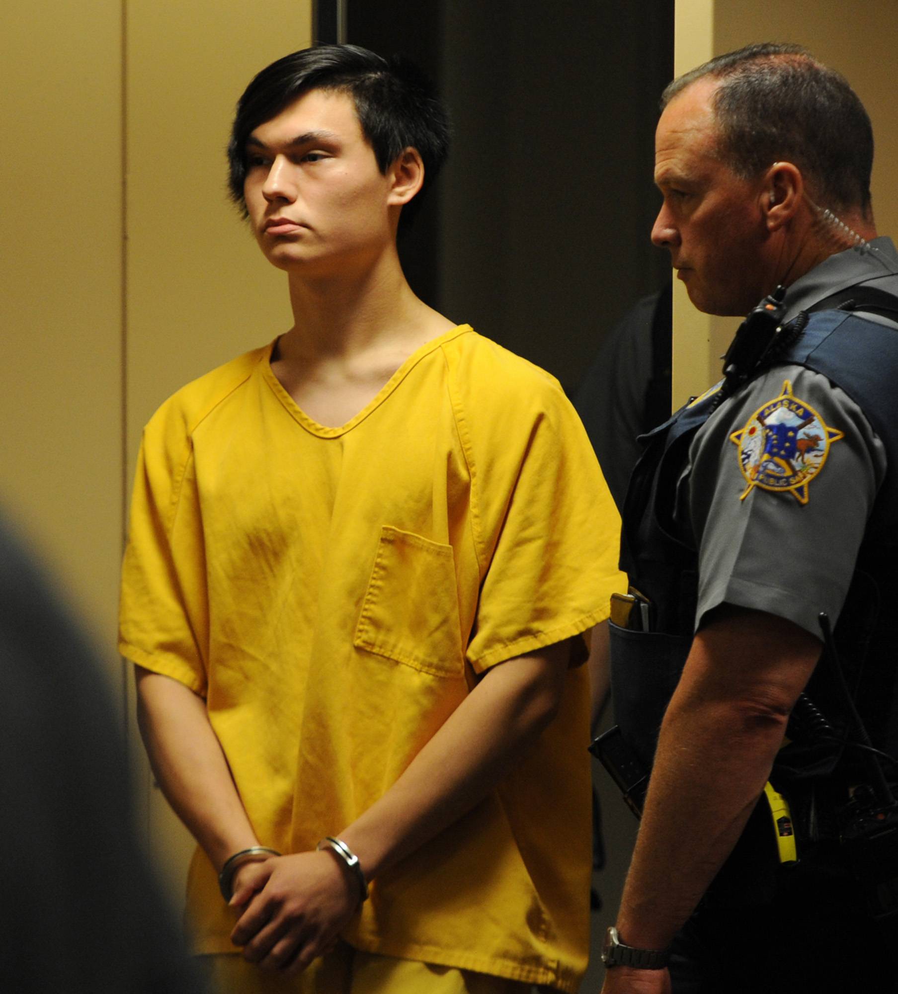 PHOTO: Caleb Leyland, 19, appears in a Superior courtroom for his arraignment in the Nesbett Courthouse in Anchorage, Alaska, on June 18, 2019.