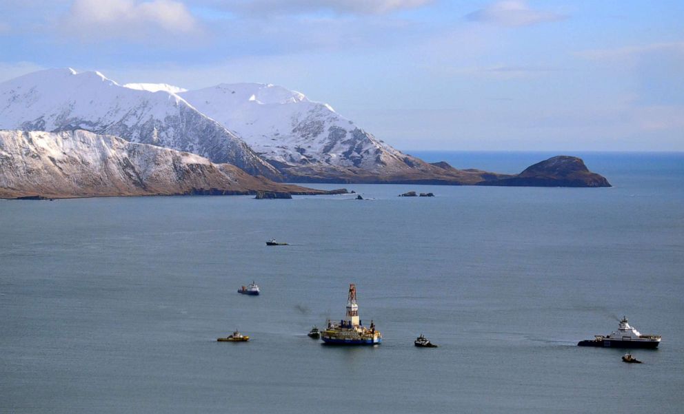 PHOTO: A floating drill rig off Kodiak Island in Alaska's Kiliuda Bay, Jan. 7, 2013.