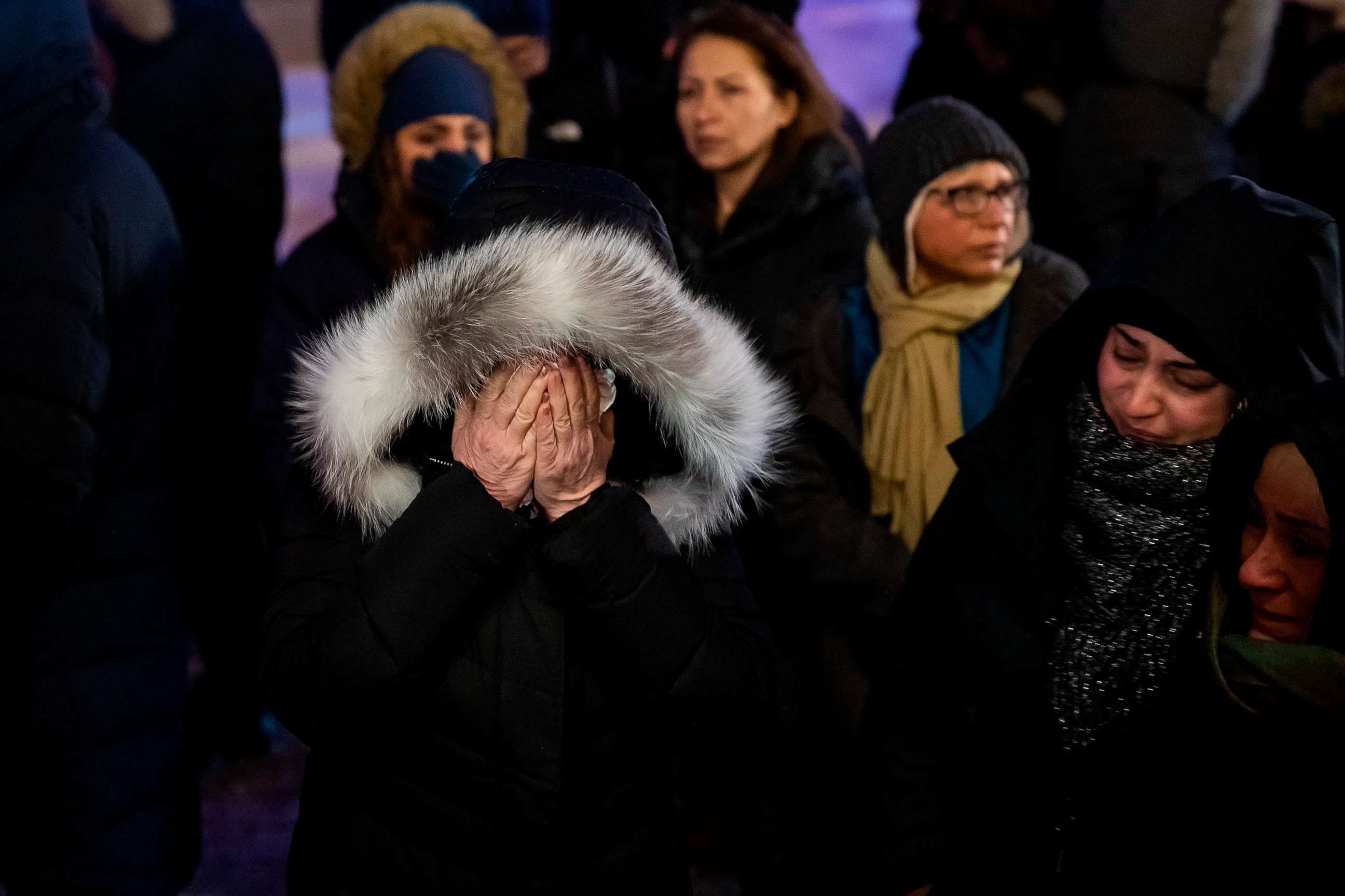 PHOTO: A woman mourns outside the Alberta Legislature Building in Edmonton, Alberta, Wednesday, Jan. 8, 2020, during a vigil for those killed after a Ukrainian passenger jet crashed, killing at least 63 Canadians.