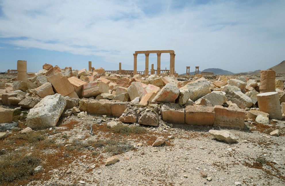 PHOTO: The destroyed Temple of Baalshamin in the historical part of Palmyra, Syria, April 21, 2016. 