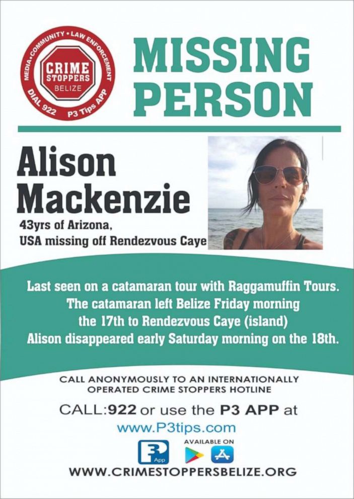 PHOTO: Alison MacKenzie was reported missing in Rendezvous Caye, Belize, on Jan. 18, 2020.
