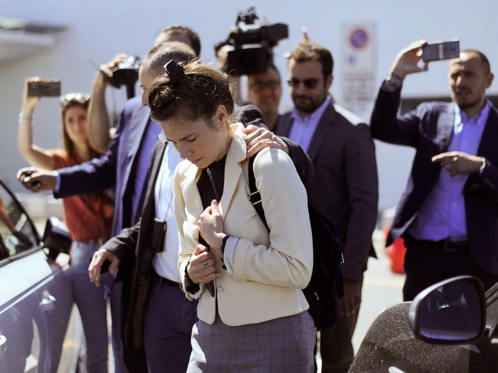 PHOTO: Amanda Knox, who visited Italy to speak at the Criminal Justice Festival, arrives at Milans Linate airport, Italy, June 13, 2019.