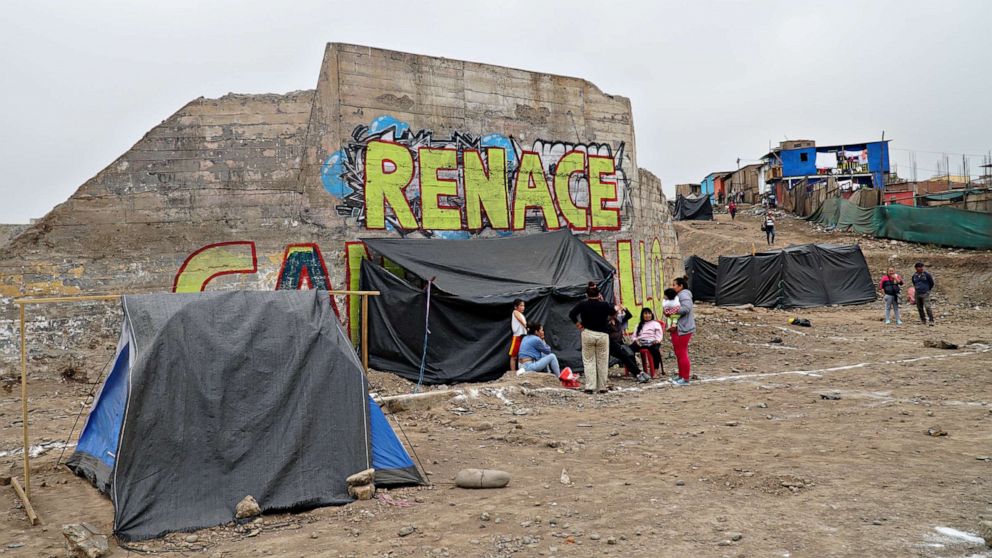 PHOTO: After it was destroyed by fire, tents and makeshift homes are all that is left of Lima, Peru’s only indigenous community, Cantagallo.