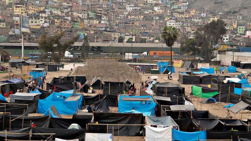 PHOTO: Cantagallo, once a thriving Amazonian slum in the capital, Lima, has become a squatter camp in recent months. 
