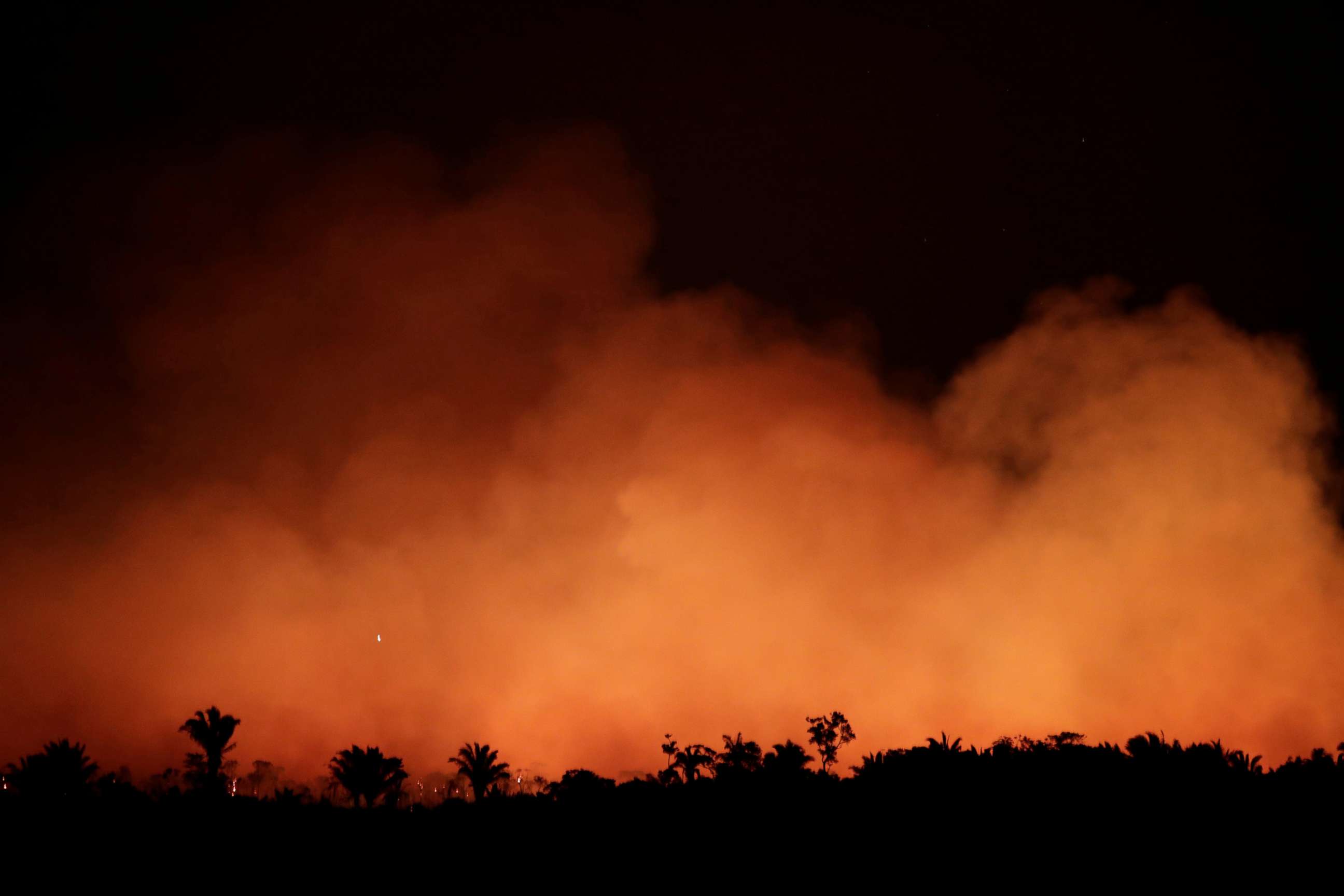 PHOTO: Smoke billows during a fire in an area of the Amazon rainforest near Humaita, Amazonas State, Brazil, Brazil August 17, 2019.