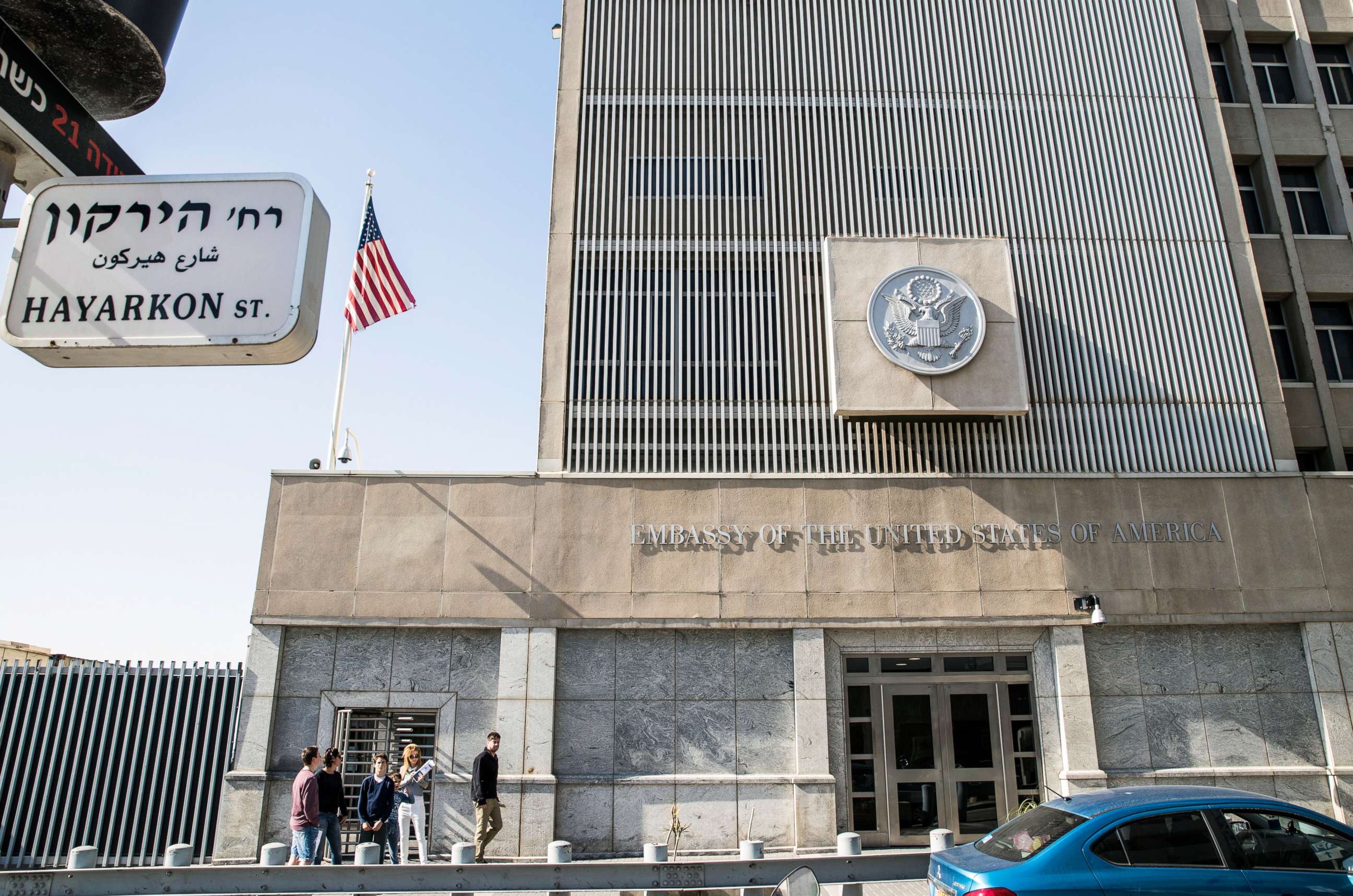 PHOTO: A picture taken on Jan. 20, 2017 shows the exterior of the U.S. Embassy building in the Israeli coastal city of Tel Aviv.