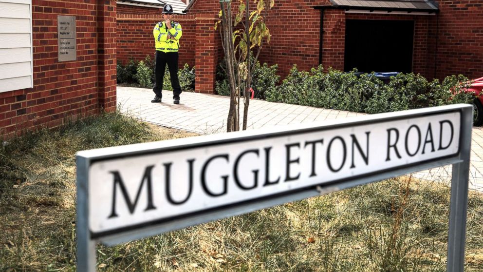 PHOTO: Police on the scene at Muggleton Road where a major incident was declared after a man and woman were exposed to an unknown substance on July 4, 2018, in Amesbury, England.