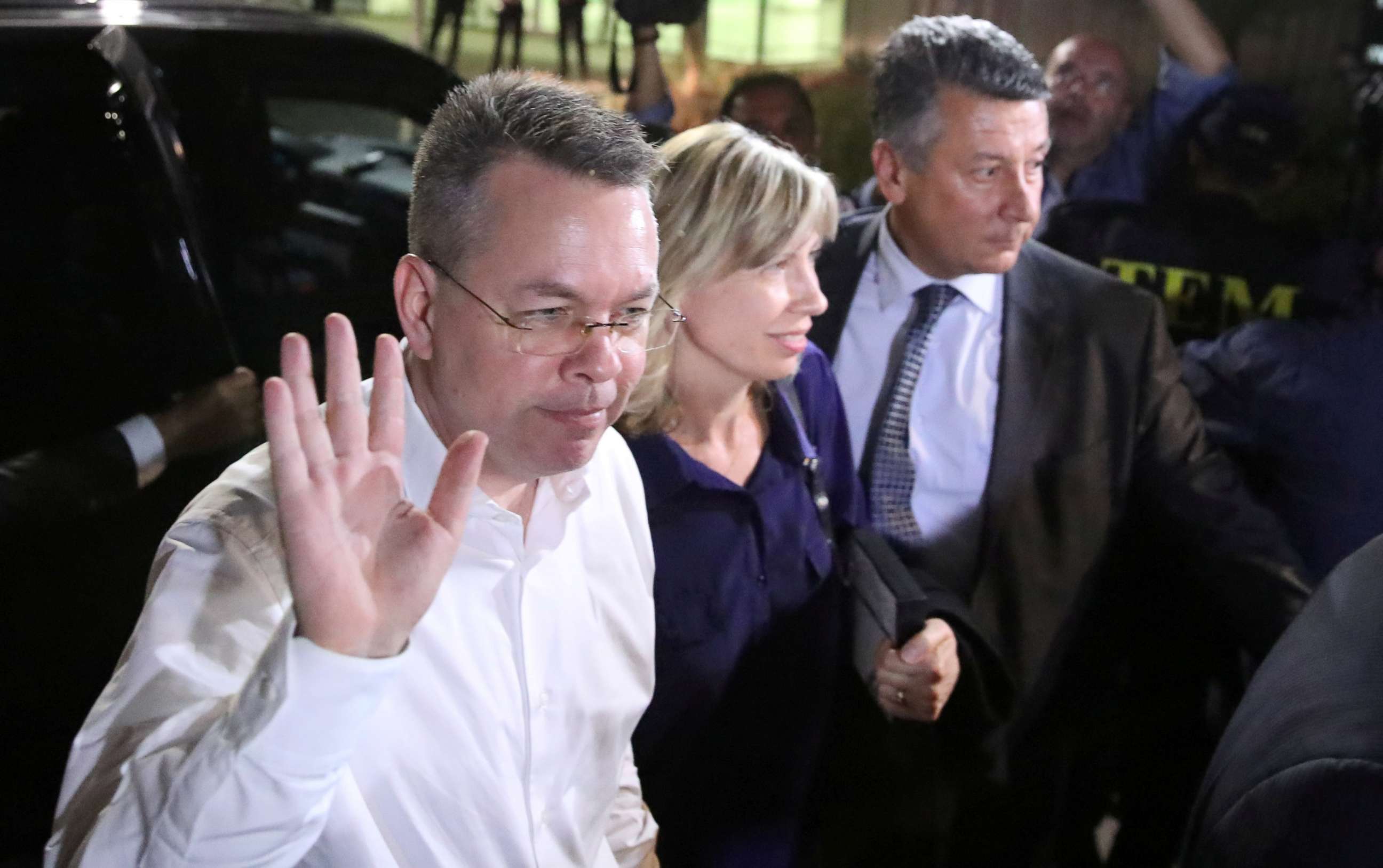 PHOTO: Pastor Andrew Brunson and his wife Norrine arrive at the airport in Izmir, Turkey Oct. 12, 2018. 