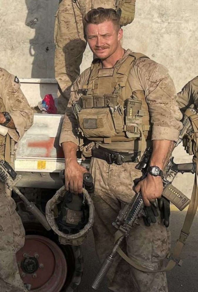 PHOTO: Sgt. Tyler Andrews at Hamid Karzai International Airport in Kabul, Afghanistan, eight days before the August 26 suicide bombing.
