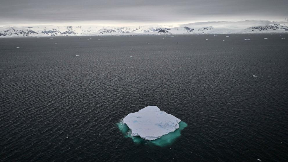 PHOTO: View of an iceberg at the Gerlache Strait, which separates the Palmer Archipelago from the Antarctic Peninsula, in Antarctica, Jan. 17, 2024. 