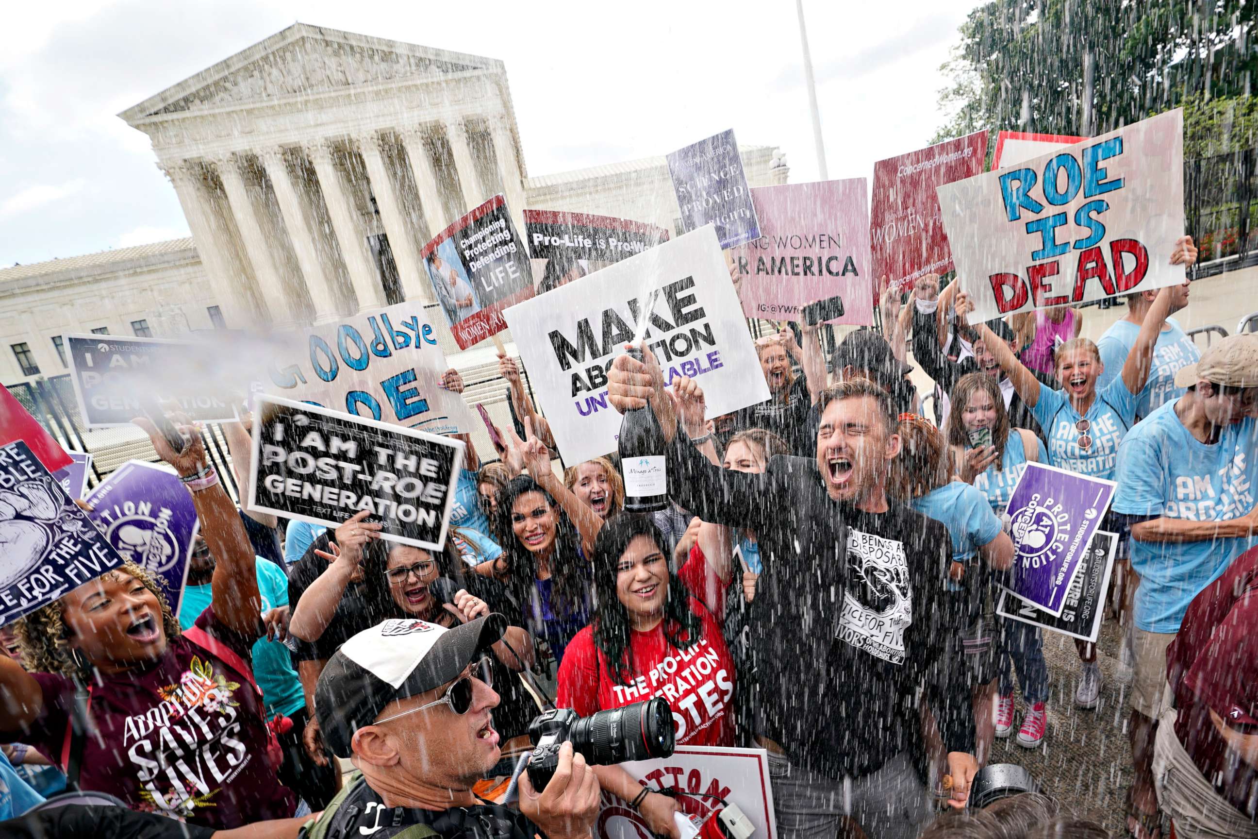 PHOTO: A celebration outside the U.S. Supreme Court, June 24, 2022, in Washington after the court ended constitutional protections for abortion.