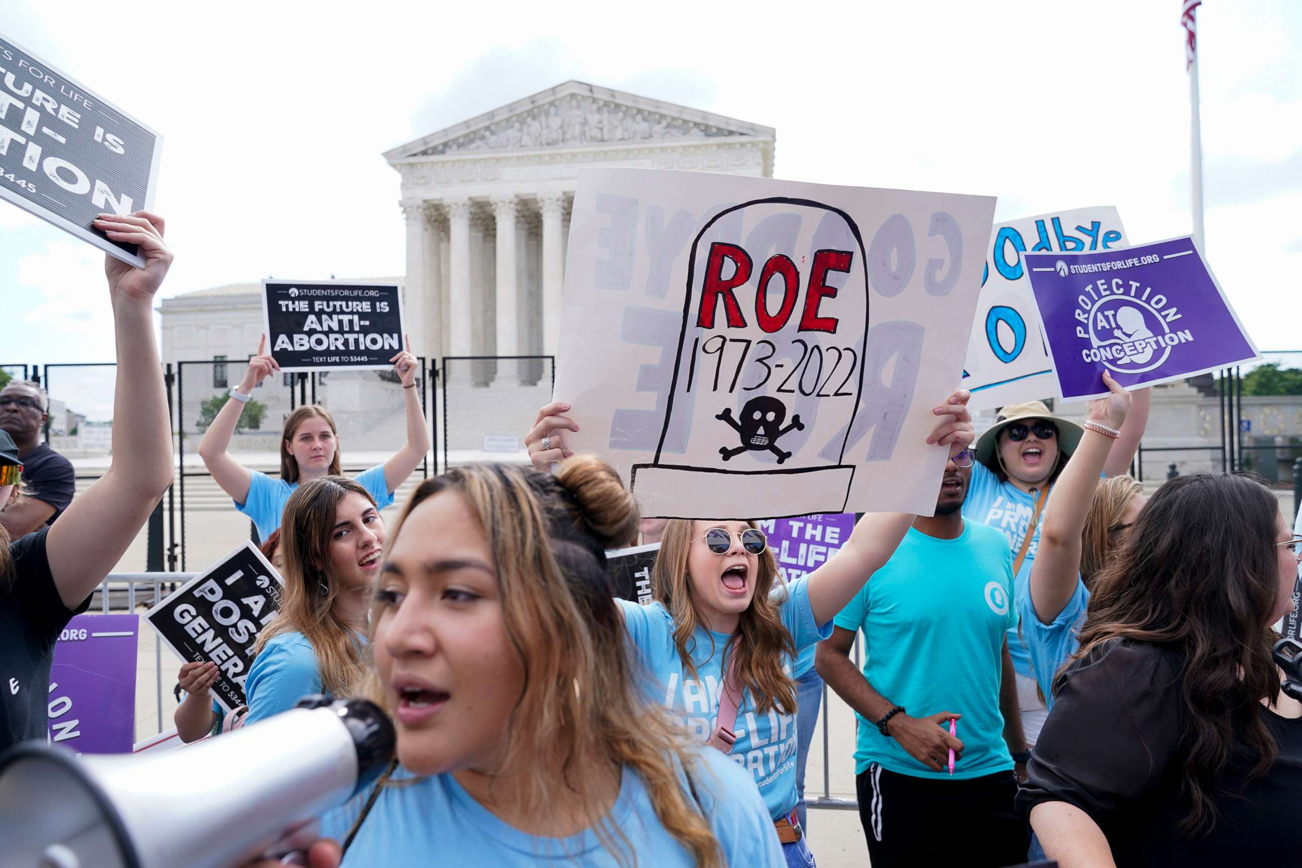 PHOTO: Demonstrators protest against abortion outside the U.S. Supreme Court in Washington, June 24, 2022.