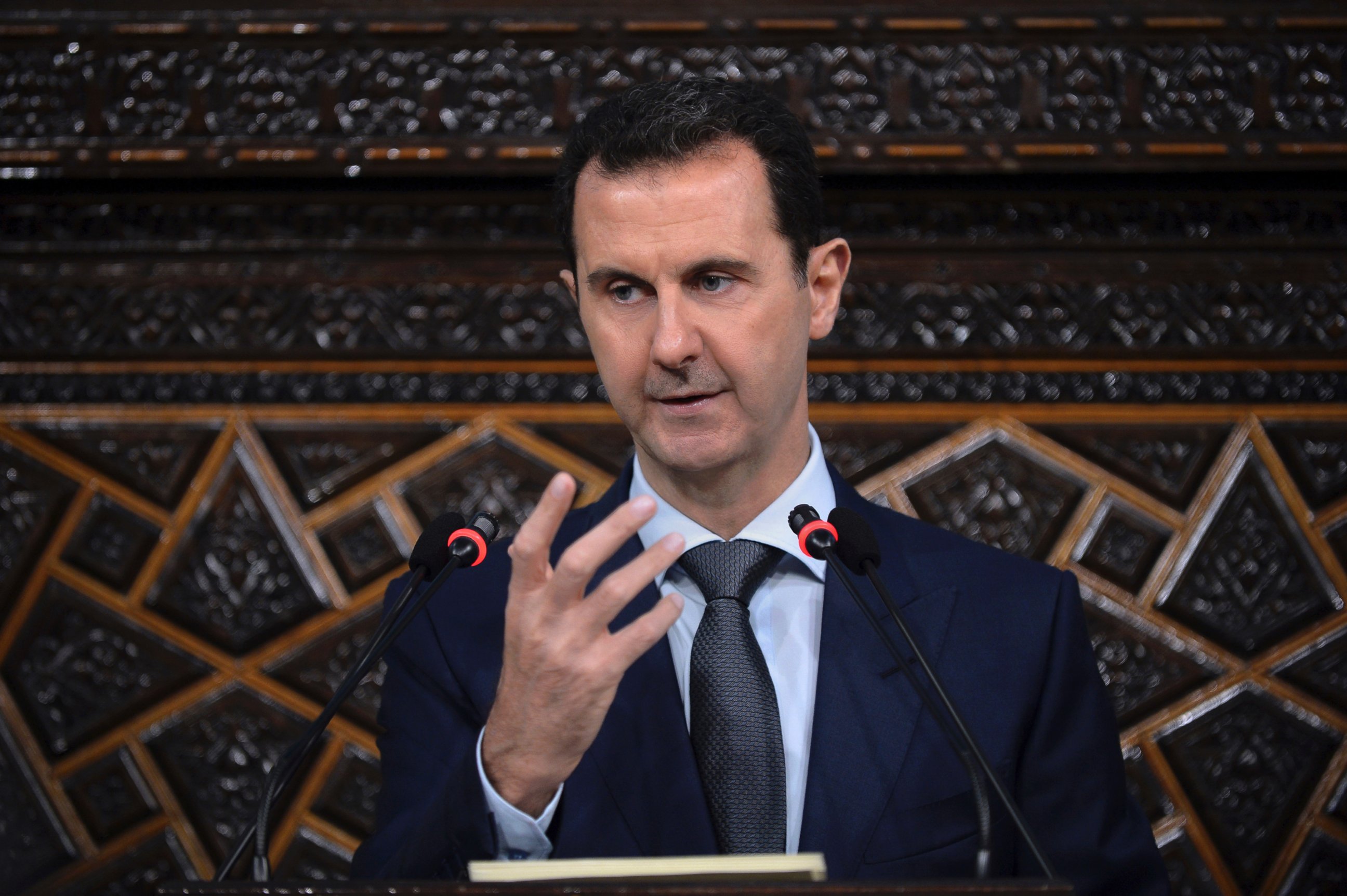PHOTO: Syrian President Bashar Assad gives speech to parliament in Damascus, Syria, June 7, 2016.  