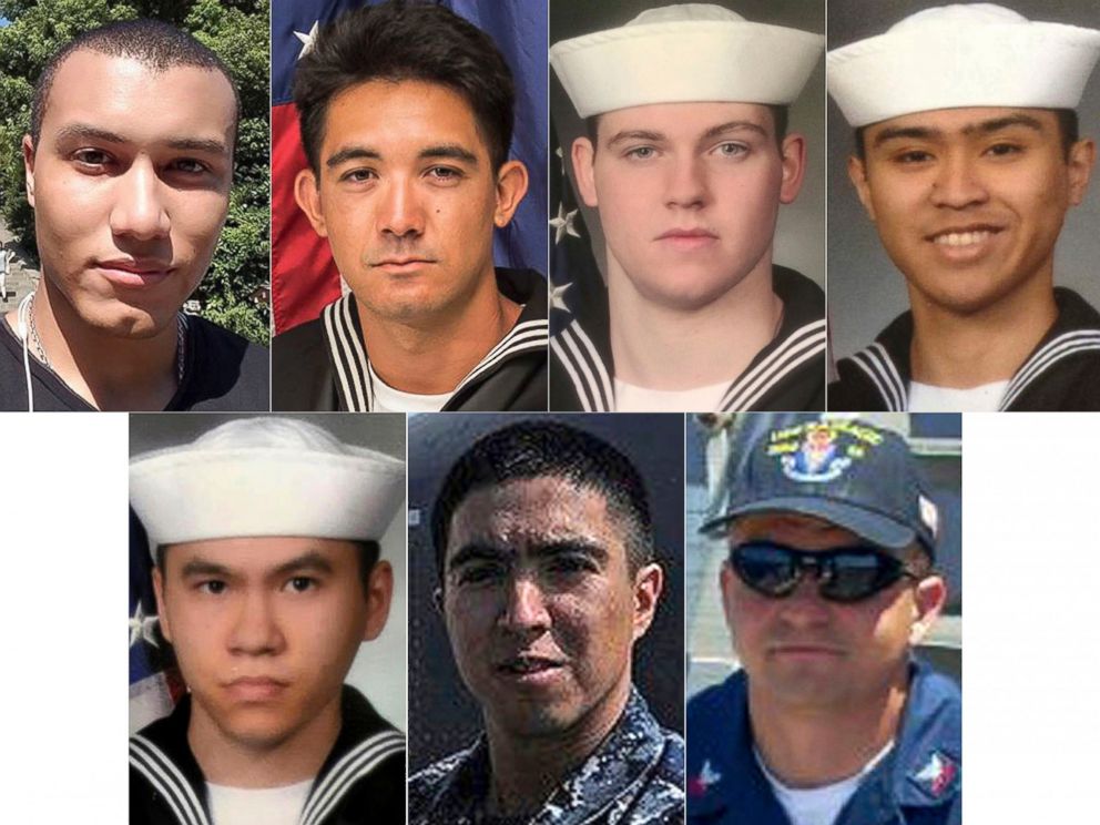 PHOTO: The seven U.S. sailors who died in a collision between the USS Fitzgerald and a container ship off Japan, June 17, 2017.