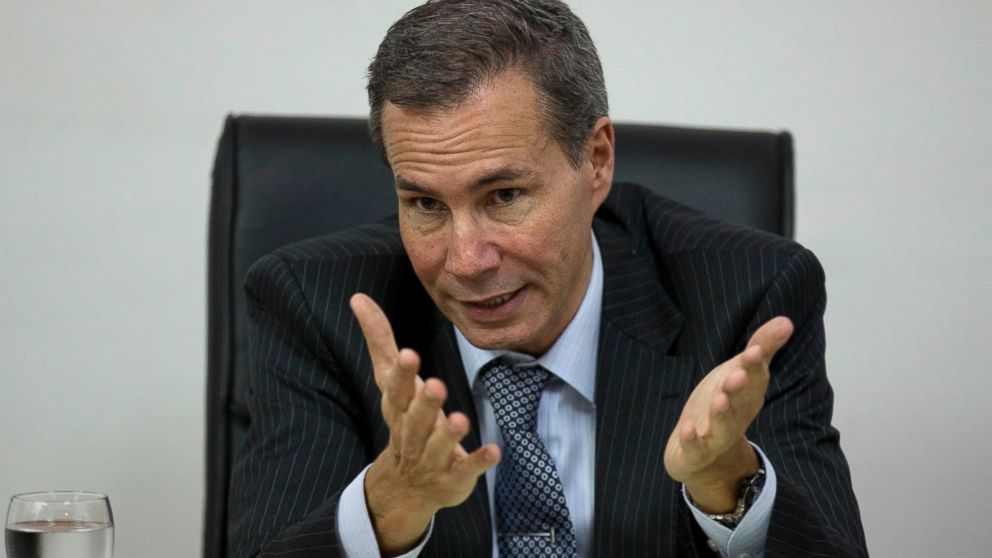 In this May 29, 2013, file photo, Alberto Nisman, the prosecutor investigating the 1994 bombing of the Argentine-Israeli Mutual Association community center, talks to journalists in Buenos Aires, Argentina.