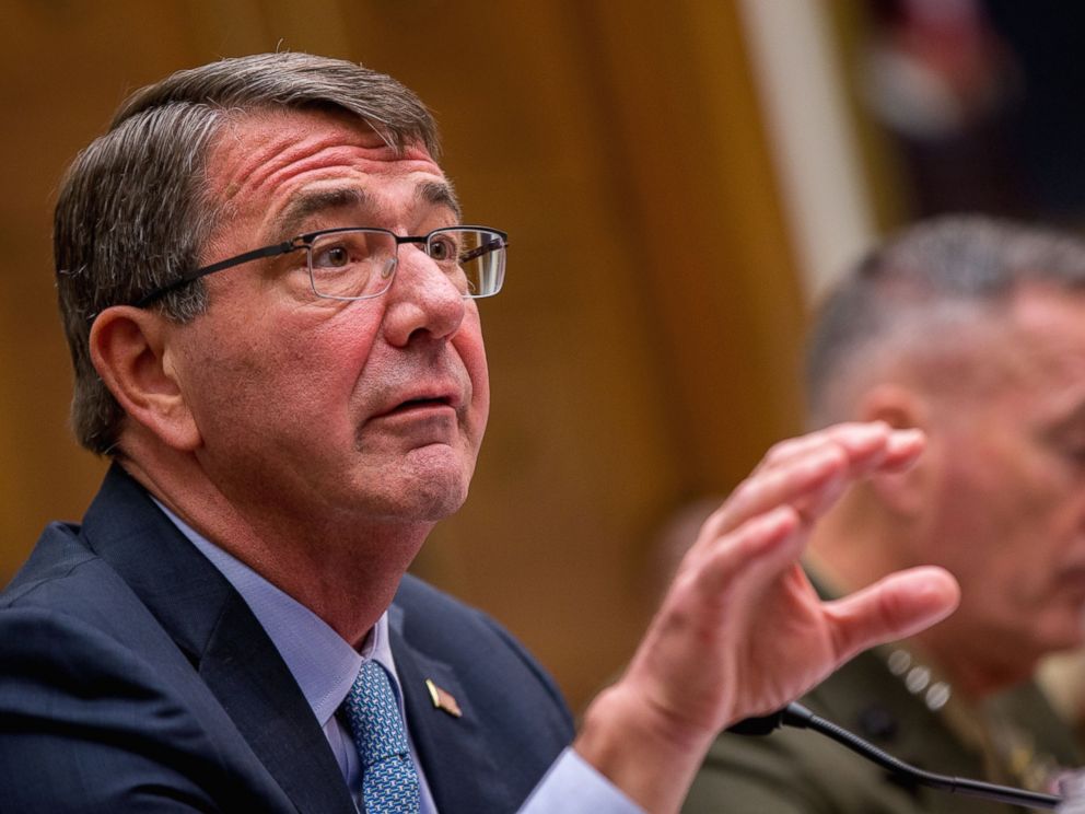 PHOTO: Defense Secretary Ash Carter testifies on Capitol Hill in Washington, Dec. 1, 2015, before the House Armed Services Committee hearing on the U.S. Strategy for Syria and Iraq.