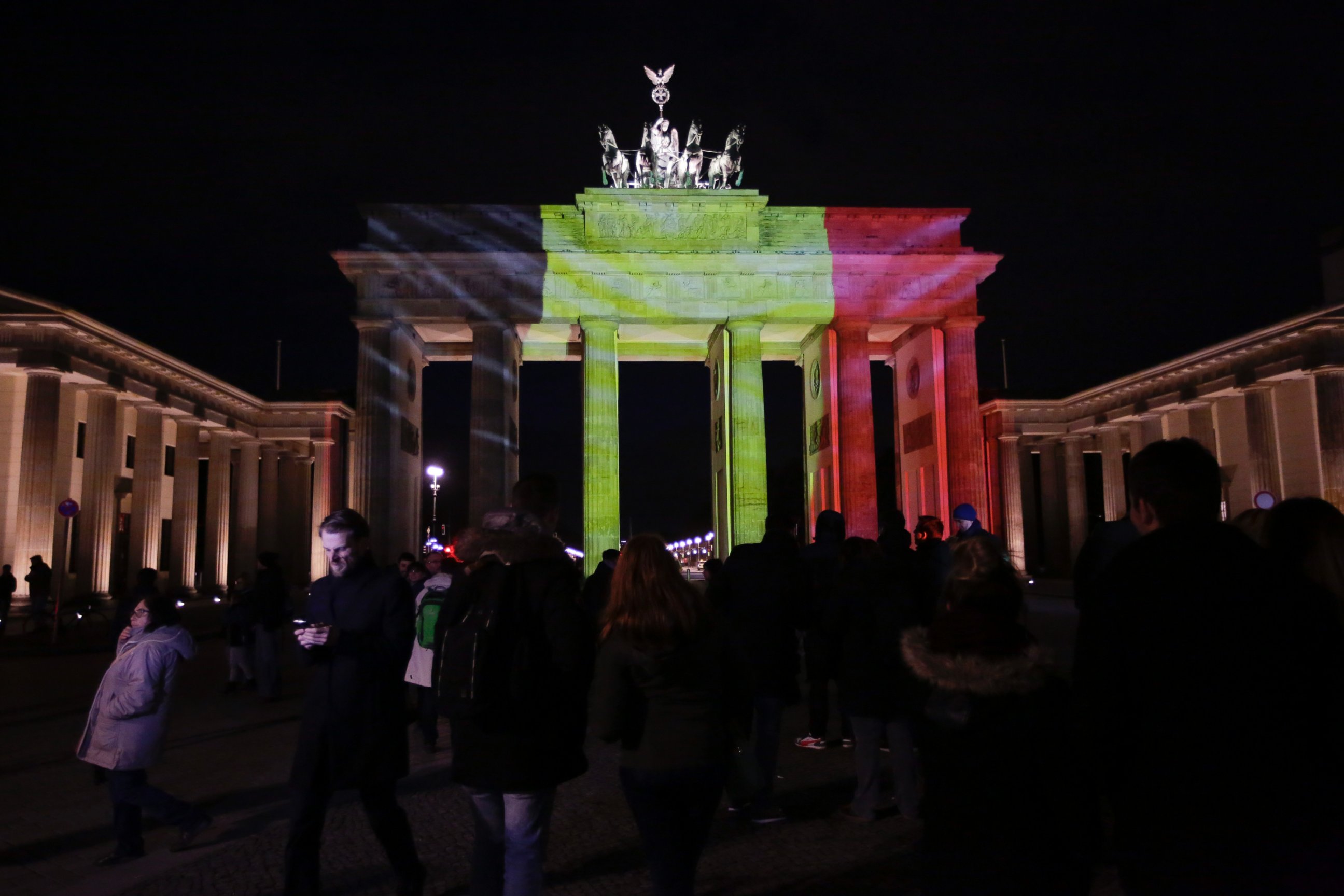 PHOTO: The Brandenburg Gate is illuminated with the Belgium national flag in reaction to the Brussels attacks, in Berlin, Germany, March 22, 2016.