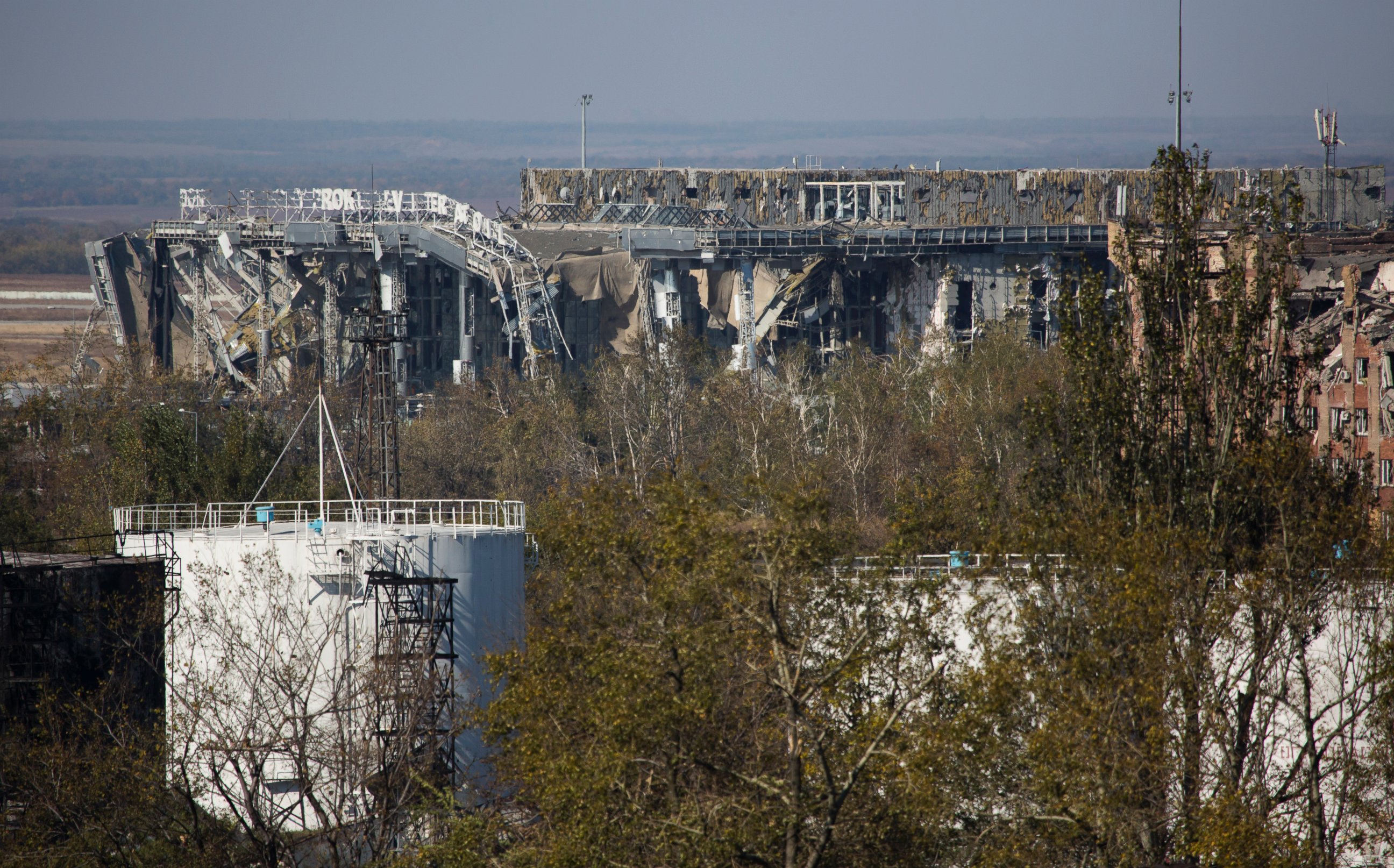 PHOTO: A view of the destroyed main terminal building of the International airport in the town of Donetsk, eastern Ukraine, Oct. 7, 2014. 