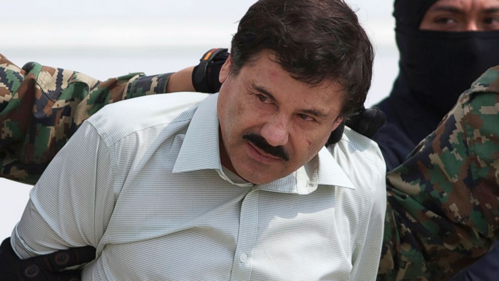 In this Feb. 22, 2014, file photo, Joaquin "El Chapo" Guzman, head of Mexico?s Sinaloa Cartel, is seen in custody in Mexico City following his capture in the beach resort town of Mazatlan.
