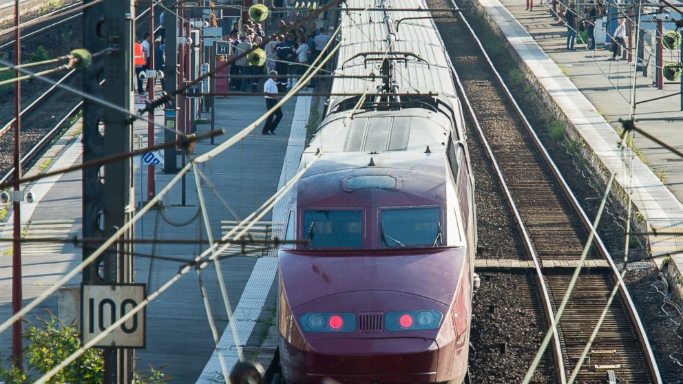 PHOTO: A Thalys train of French national railway operator, SNCF, stands at the main train station in Arras, northern France, after a gunman opened fire, Aug. 21, 2015. 