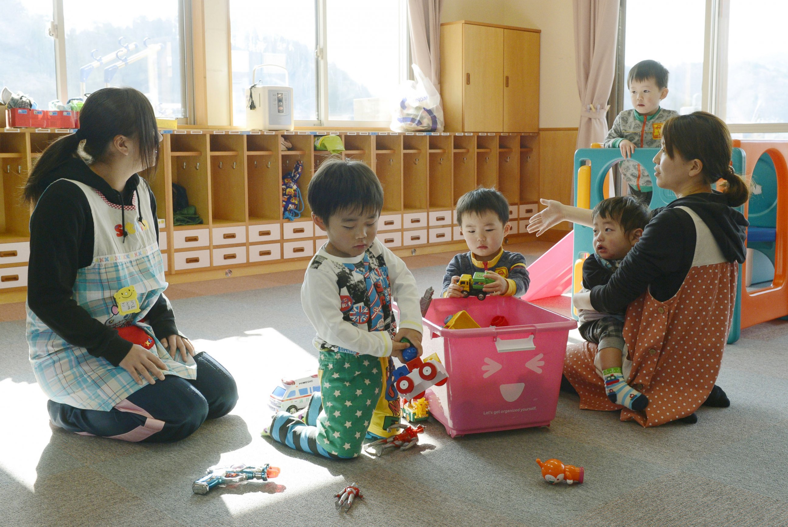 PHOTO: Toddlers play at a nursery school in Tamura, Fukushima Prefecture, April 1, 2014