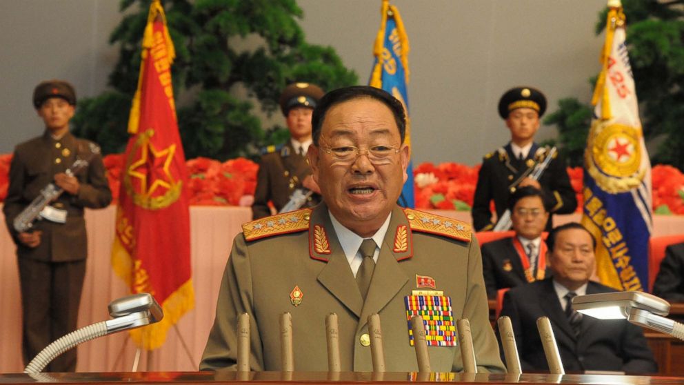 This file photo shows Hyon Yong Chol, chief of the General Staff of North Korea's Korean People's Army, giving a speech at a national meeting, December 29, 2012.