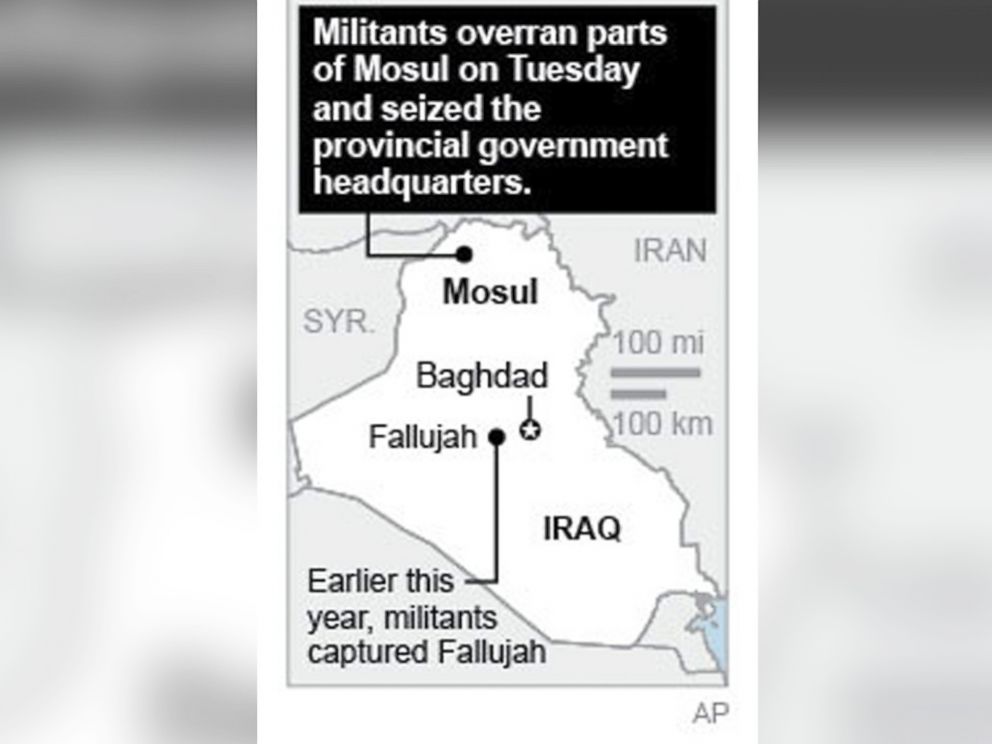 PHOTO: Map locates cities in Iraq that were sites of attacks.