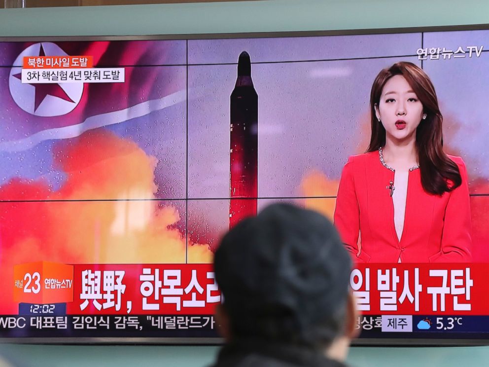 PHOTO: A man watches a TV news program reporting about North Koreas missile launch at the Seoul Train Station in Seoul, South Korea, Sunday, Feb. 12, 2017.