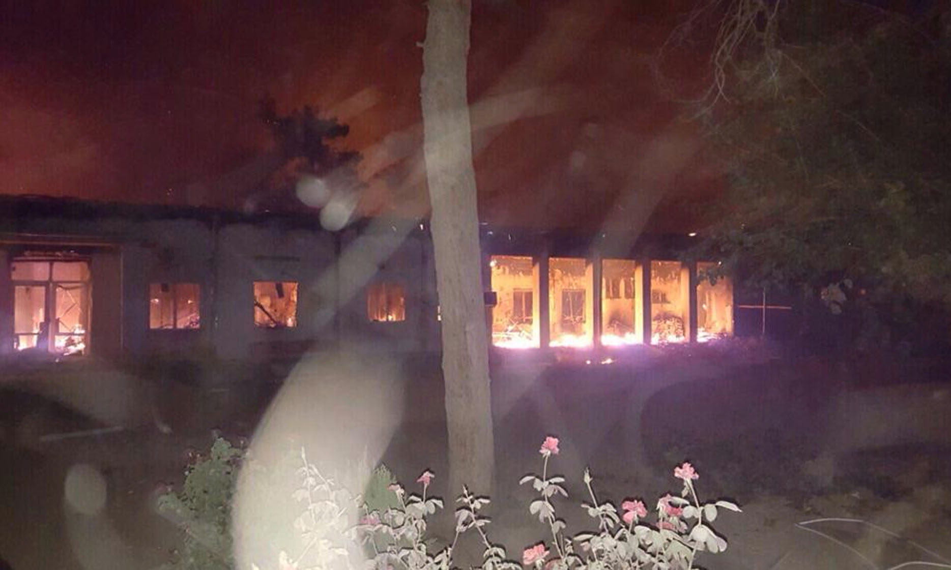 PHOTO: The Doctors Without Borders hospital is seen in flames in Kunduz, Afghanistan, Oct. 3, 2015.