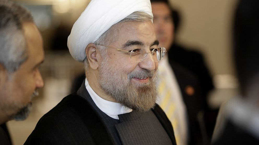 Iranian President Hassan Rouhani walks through the hallway during the 68th session of the General Assembly at United Nations headquarters on Sept. 26, 2013. 